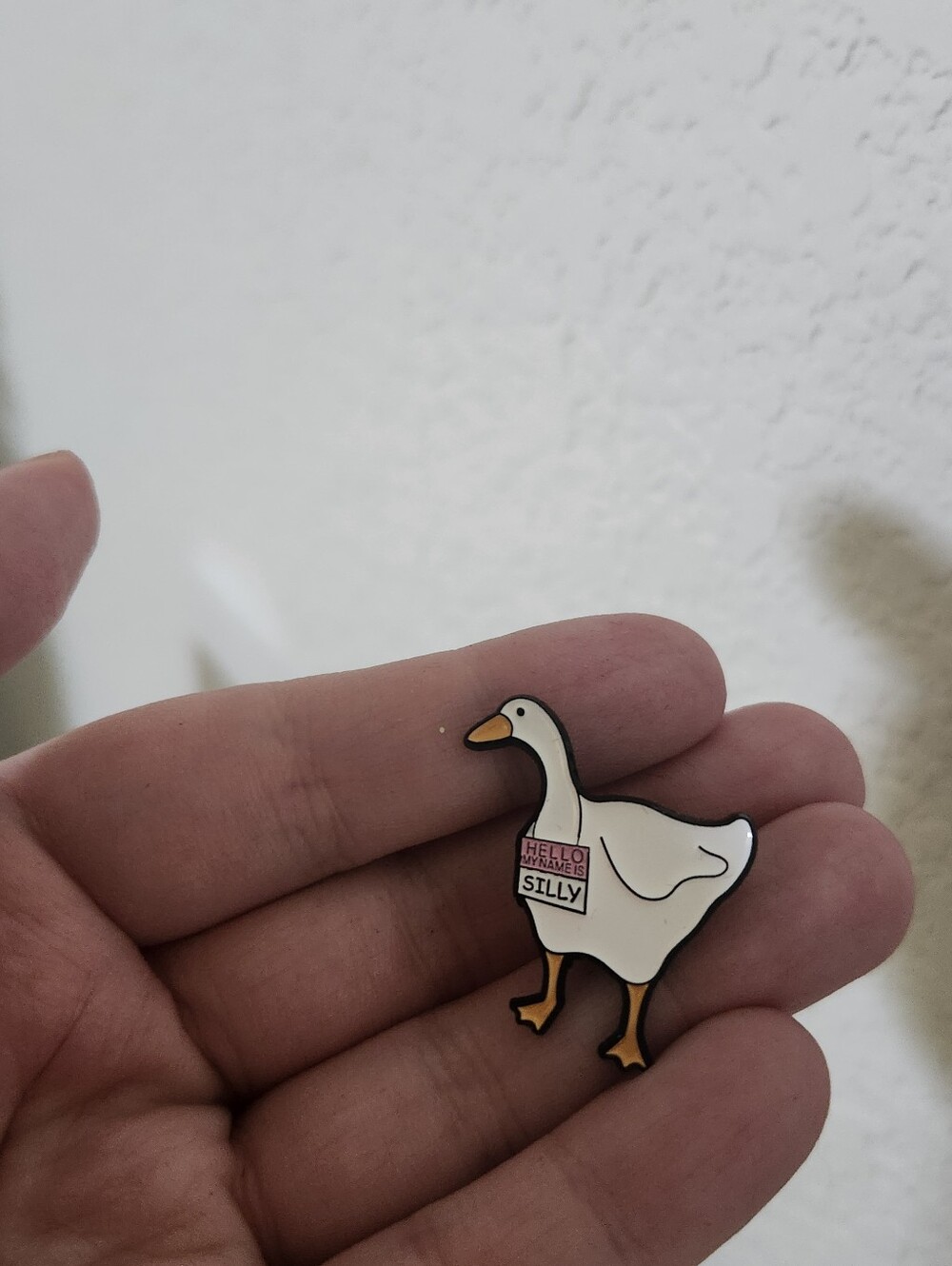 Silly Goose Enamel Pin - White and Orange Bird Lapel Pin